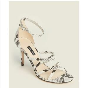 Nine West Malina Heeled Sandals Black and White Snakeskin